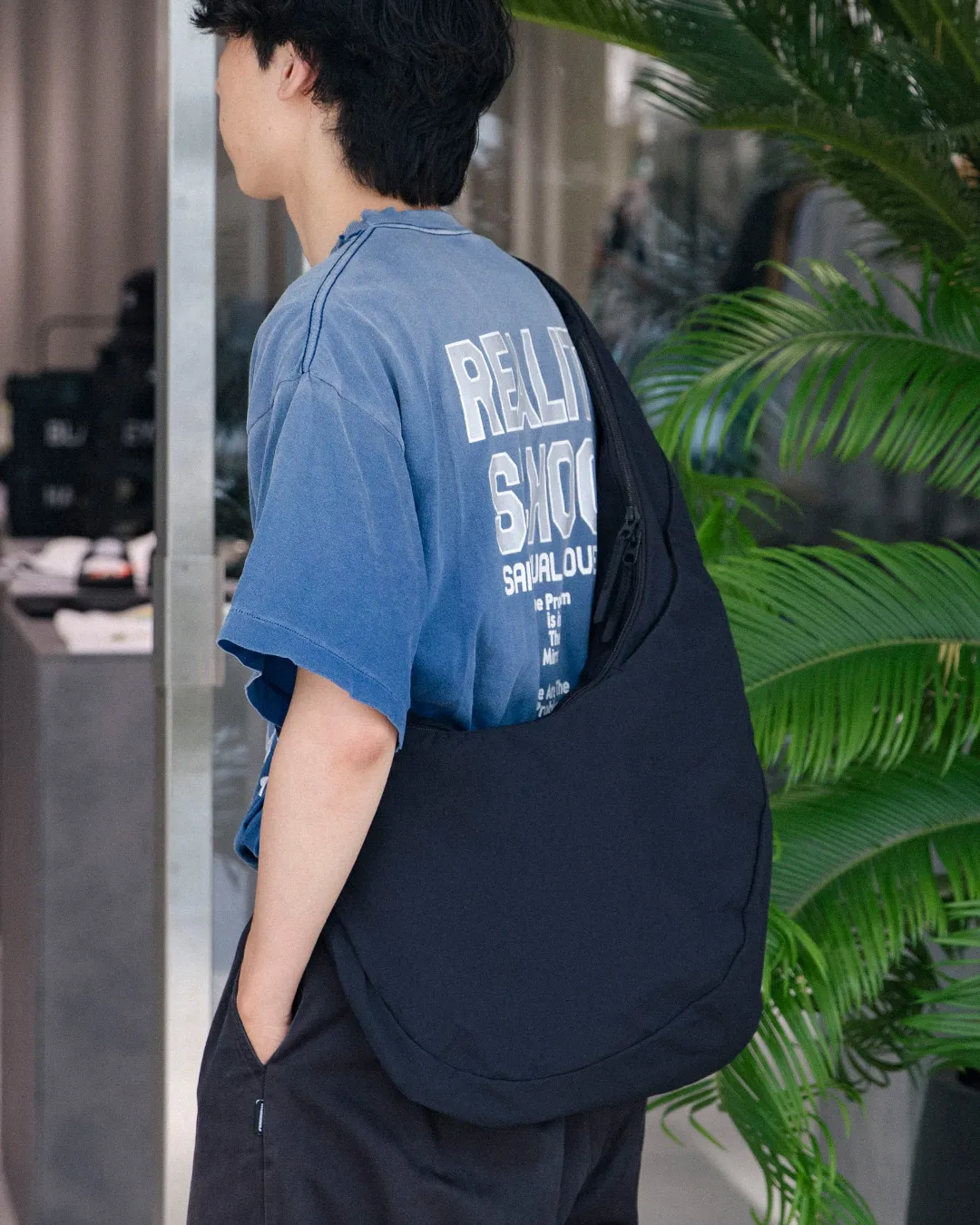 SAINT Mxxxxxx REALITY SCHOOL SS_TEE/NVY slogan distressed short-sleeves, washed blue S-XL, garment dyeing, horse fade, ultra-complex shearing and destruction treatment, correct version, cylindrical fabric, customized original consistent main mark/wash mark, original consistent silver powder printing, distressed treatment